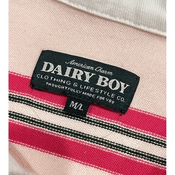 Dairy Boy The American Rugby Shirt Palm Beach Pink M/L Long Sleeve Embroidered - Picture 9 of 15
